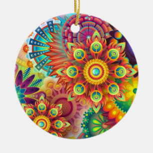 Mandala Regenbogenfarben Keramik Ornament
