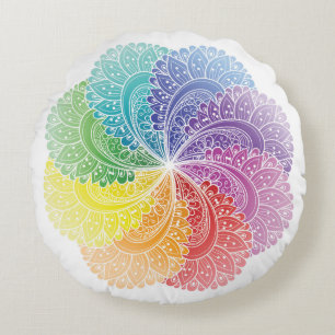 Mandala Regenbogenmedizin Rundes Kissen