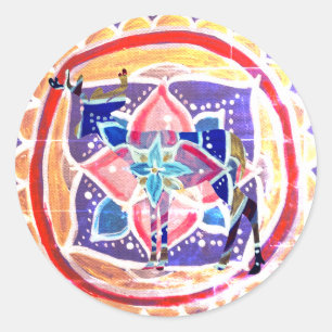 Mandala Reh Classic Round Sticker, glänzend Runder Aufkleber