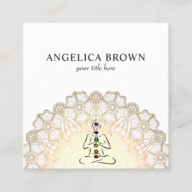 Mandala - Reiki Master mit Chakras-Visitenkarte Quadratische Visitenkarte (Vorderseite)