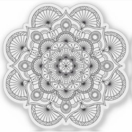 Mandala Retro Hand Bio schwarz-weiß gezeichnet Aufkleber