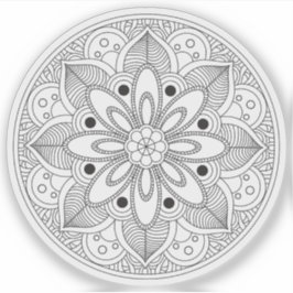 Mandala Retro Hand Bio schwarz-weiß gezeichnet Aufkleber