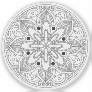 Mandala Retro Hand Bio schwarz-weiß gezeichnet Aufkleber