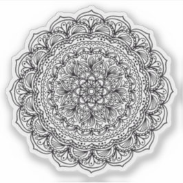 Mandala Retro Hand Bio schwarz-weiß gezeichnet Aufkleber