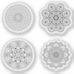 Mandala Retro Hand Henna tattoo Set 4x Aufkleber