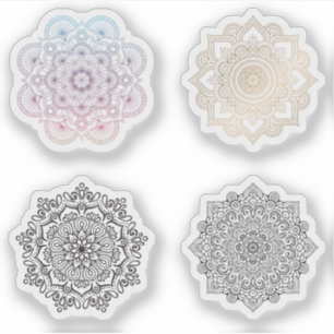 Mandala Retro Hand Henna tattoo Set 4x Aufkleber