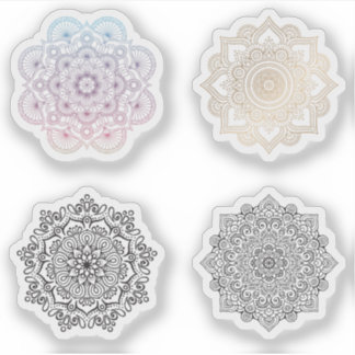 Mandala Retro Hand Henna tattoo Set 4x Aufkleber