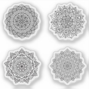 Mandala Retro Hand Henna tattoo Set 4x Aufkleber