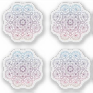 Mandala Retro Hand lila blaues Tattoo Set 4x Aufkleber