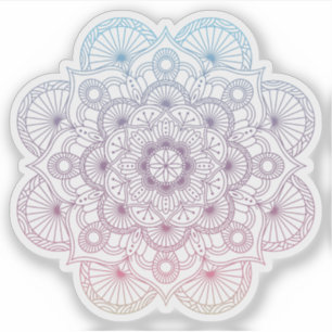 Mandala Retro handgezeichnet lila blaues Tattoo Aufkleber