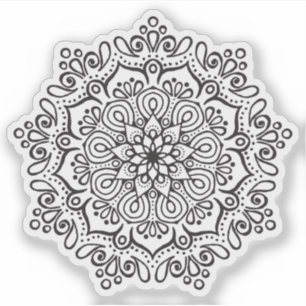 Mandala Retro handgezeichnete organische Schwarz-W Aufkleber