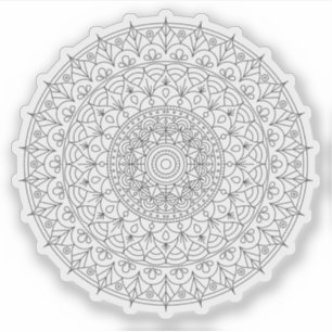Mandala Retro handgezeichnete schwarz-weiße Blume Aufkleber