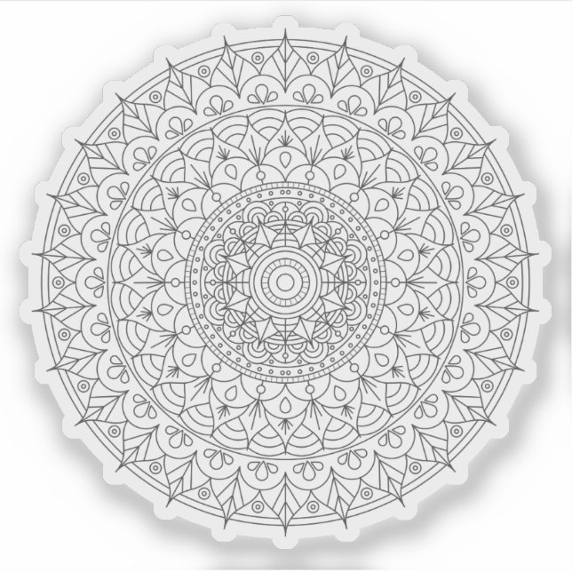 Mandala Retro handgezeichnete schwarz-weiße Blume Aufkleber (Vorderseite)
