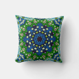 Mandala Retro Mosaic Green Blue Pattern Kissen