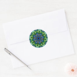 Mandala Retro Mosaic Green Blue Pattern Runder Aufkleber
