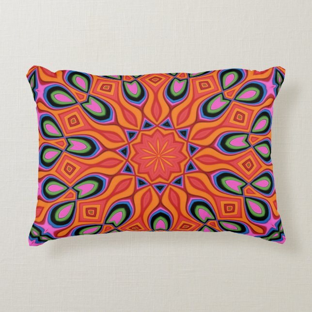 Mandala Retro Orange Hipster Decke Kissen (Vorderseite)