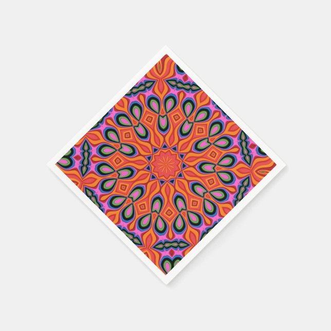 Mandala Retro Orange Hipster Decor Serviette (Ecke)