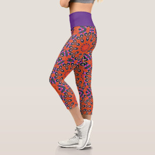 Mandala Retro Orange Psychedelic Yoga Leggings