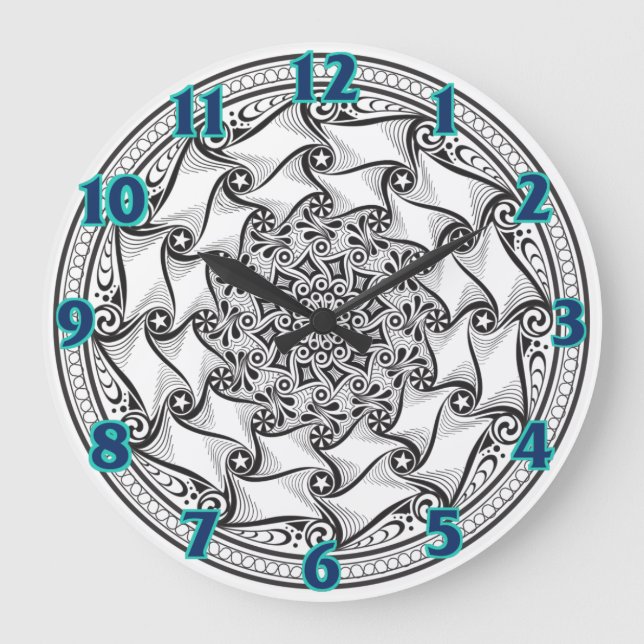 Mandala-Rolle-Uhr Große Wanduhr (Vorderseite)