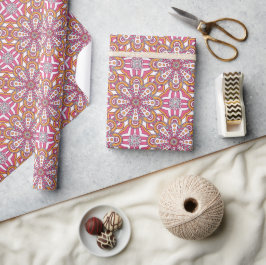 Mandala rosa Gelb und Weiß Geschenkpapier