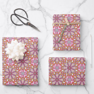 Mandala rosa Gelb und Weiß Geschenkpapier Set
