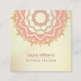 Mandala-rosa Lotos-Blumen-Goldyoga-Lehrer Quadratische Visitenkarte
