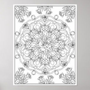Mandala-Rosen für Erwachsene zum Ausmalen Poster
