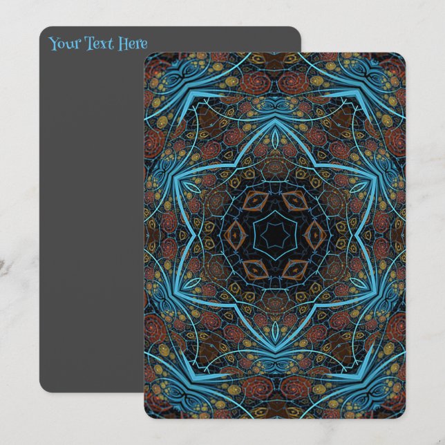 Mandala Rosette Boho Bohemisch Style Dandy Pattern Einladung (Vorne/Hinten)