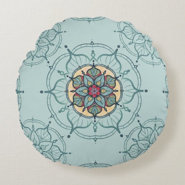 Mandala Round Throw Pillow Rundes Kissen (Vorderseite)