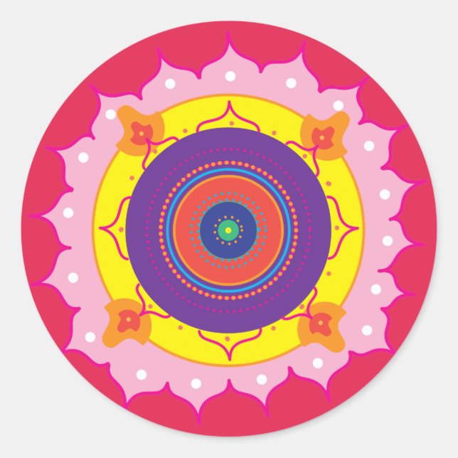 Mandala rt Round Sticker, glänzend Runder Aufkleber (Vorderseite)