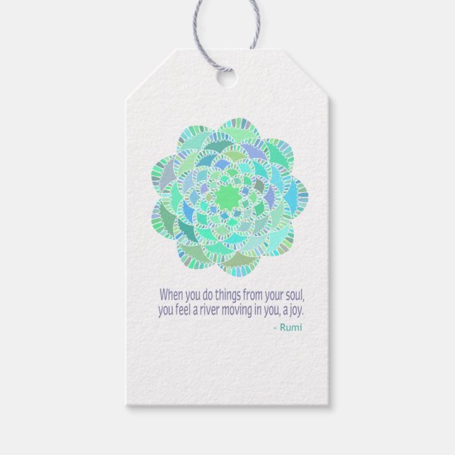 Mandala Rumi Joy Quote Geschenkanhänger (Vorderseite)