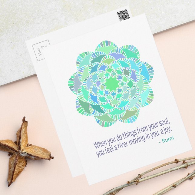 Mandala Rumi Joy Quote Postkarte (Von Creator hochgeladen)