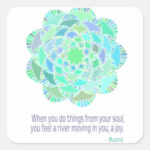 Mandala Rumi Joy Quote Quadratischer Aufkleber