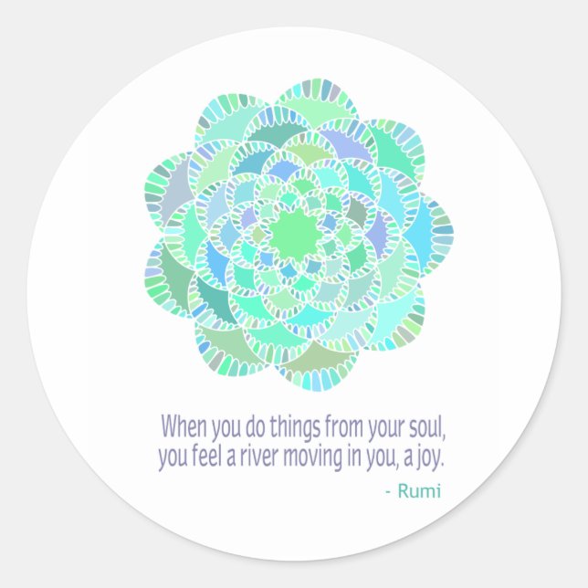 Mandala Rumi Joy Quote Runder Aufkleber (Vorderseite)