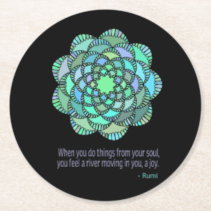 Mandala Rumi Joy Quote Runder Pappuntersetzer