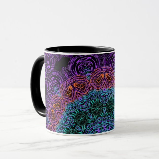Mandala rund um Kaleidoskop Zierdekoration c Tasse (Vorderseite Links)