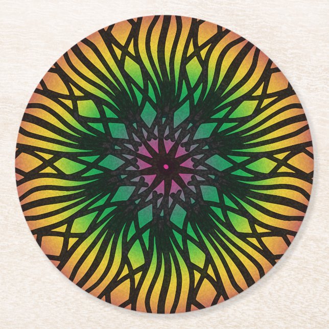 Mandala Runder Pappuntersetzer (Vorderseite)