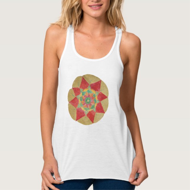 Mandala Sakrale Geometrie Tank Top, weiß (Vorderseite)