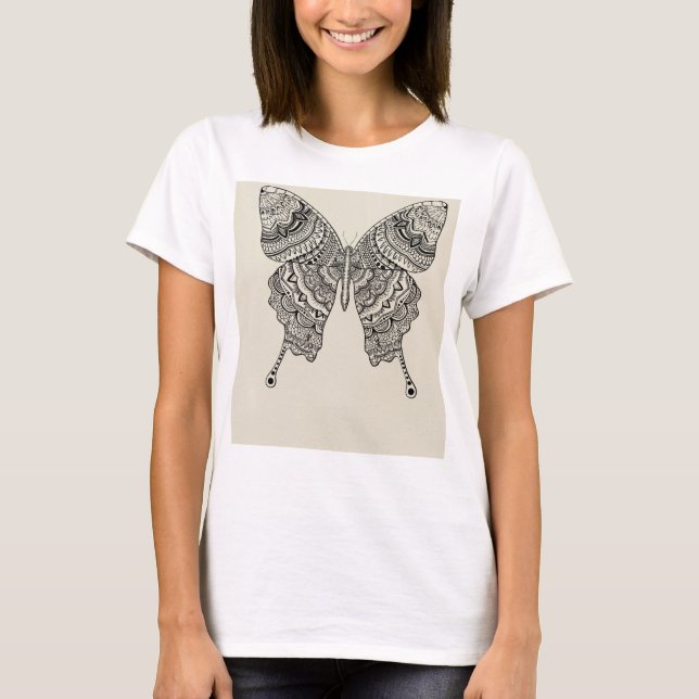 Mandala-Schmetterling-Shirt – Boho-Ästhetik-Design T-Shirt (Vorderseite)