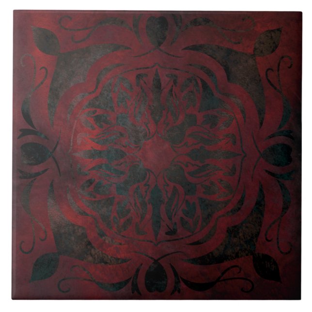 Mandala schwarz-romantische Keramik Fliese (Vorderseite)