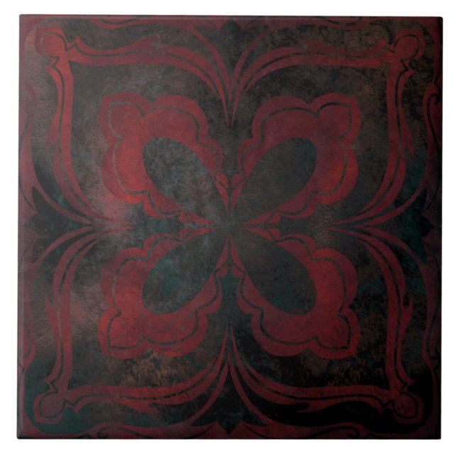 Mandala schwarz-romantische Keramik Fliese (Vorderseite)