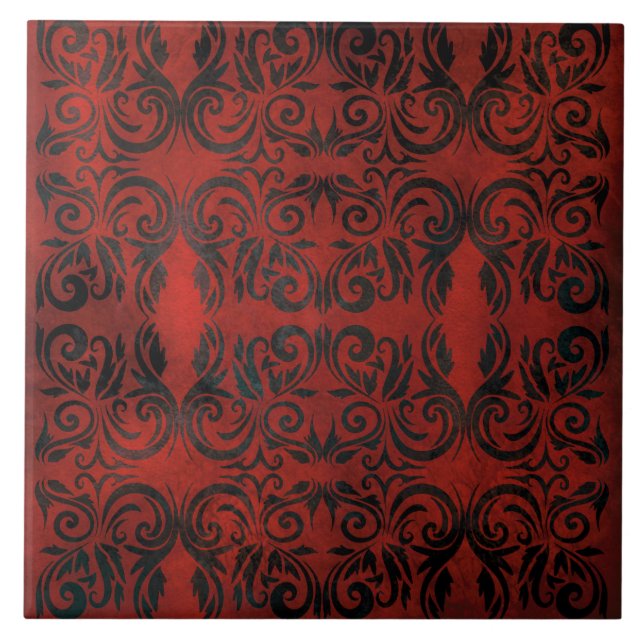 Mandala schwarz-romantische Keramik Fliese (Vorderseite)