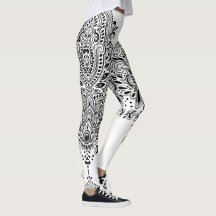 Mandala, schwarz-weiß leggings