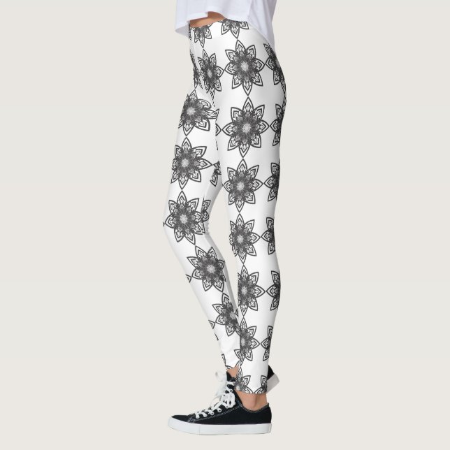 Mandala Schwarz-Weiß-Leggings Leggings (Links)