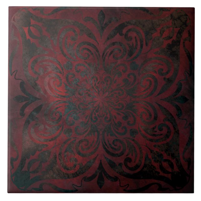 Mandala schwarze romantische elegante fliese (Vorderseite)