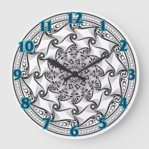 Mandala Scroll Clock Große Wanduhr
