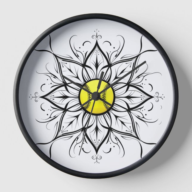 Mandala Softball Wall Clock Uhr (Vorderseite)