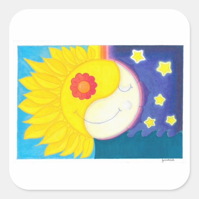 Mandala: Solflor e Luaflor Quadratischer Aufkleber (Vorderseite)