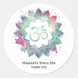 *~* Mandala Spirituelle OM Symbol Lotus Blume Blau Runder Aufkleber