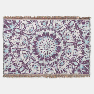 Mandala Spirituelles Kaleidoskop Blau Lila Weiß.  Decke